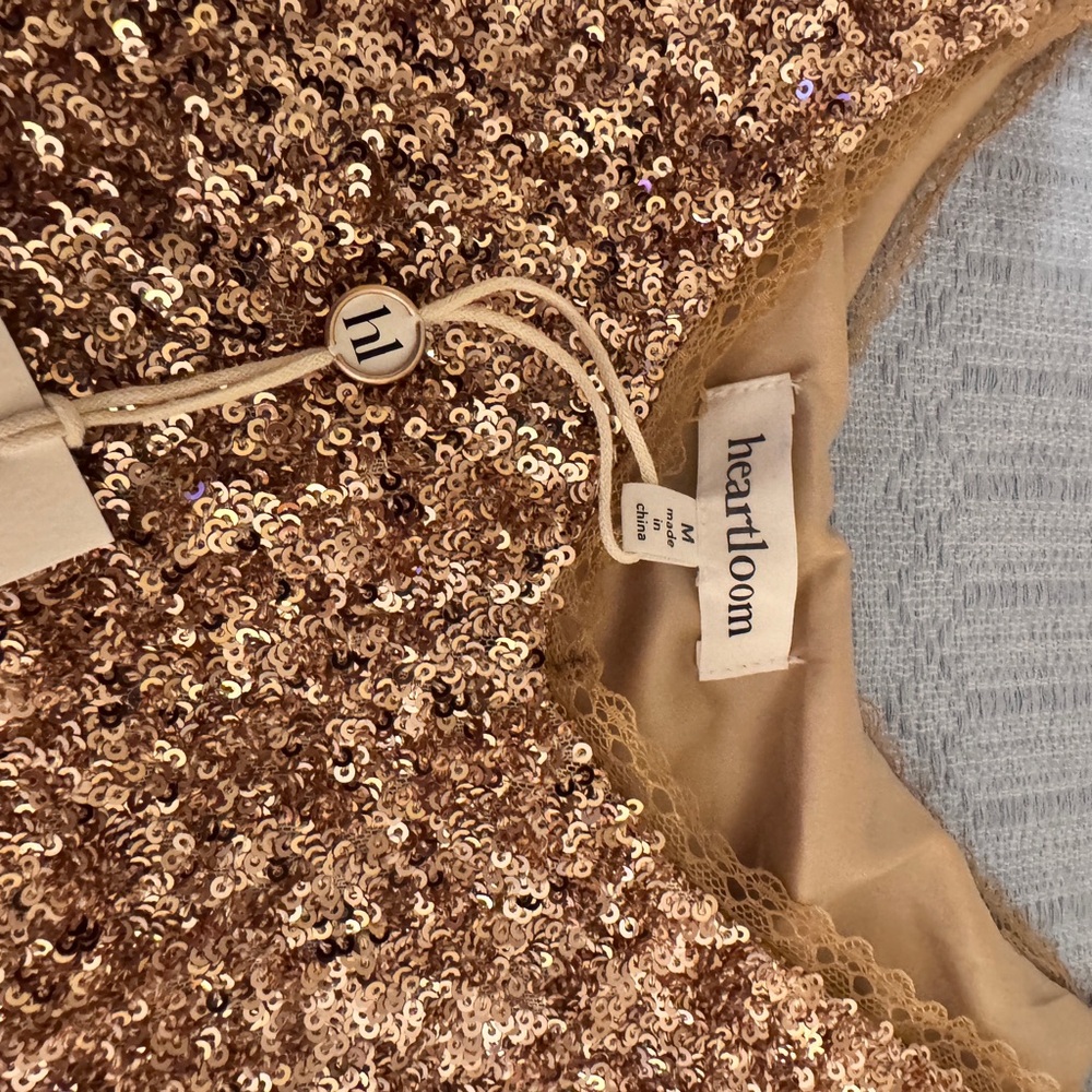 Rose gold sequin tank
